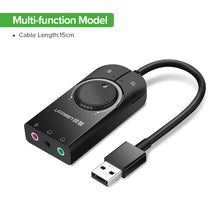 Load image into Gallery viewer, Ugreen Sound Card USB Audio Interface External 3.5mm Microphone Audio Adapter Soundcard for Laptop PS4 Headset USB Sound Card