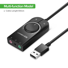 Load image into Gallery viewer, Ugreen Sound Card USB Audio Interface External 3.5mm Microphone Audio Adapter Soundcard for Laptop PS4 Headset USB Sound Card