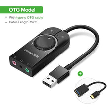 Load image into Gallery viewer, Ugreen Sound Card USB Audio Interface External 3.5mm Microphone Audio Adapter Soundcard for Laptop PS4 Headset USB Sound Card