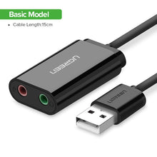 Load image into Gallery viewer, Ugreen Sound Card USB Audio Interface External 3.5mm Microphone Audio Adapter Soundcard for Laptop PS4 Headset USB Sound Card