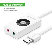 Load image into Gallery viewer, Ugreen Sound Card USB Audio Interface External 3.5mm Microphone Audio Adapter Soundcard for Laptop PS4 Headset USB Sound Card