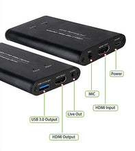 Load image into Gallery viewer, KuWFi USB3.0 HDMI 4K60Hz Video Capture HDMI to USB Video Capture Card Dongle Game Streaming Live Stream Broadcast with MICinput