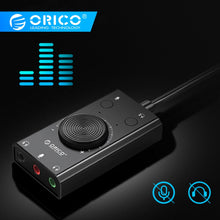 Load image into Gallery viewer, ORICO Portable USB External Sound Card Microphone Earphone Two-in-One With 3-Port Output Volume Adjustable For Windows/Mac/Linux
