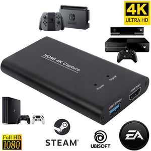 KuWFi USB3.0 HDMI 4K60Hz Video Capture HDMI to USB Video Capture Card Dongle Game Streaming Live Stream Broadcast with MICinput