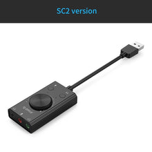 Load image into Gallery viewer, ORICO Portable USB External Sound Card Microphone Earphone Two-in-One With 3-Port Output Volume Adjustable For Windows/Mac/Linux