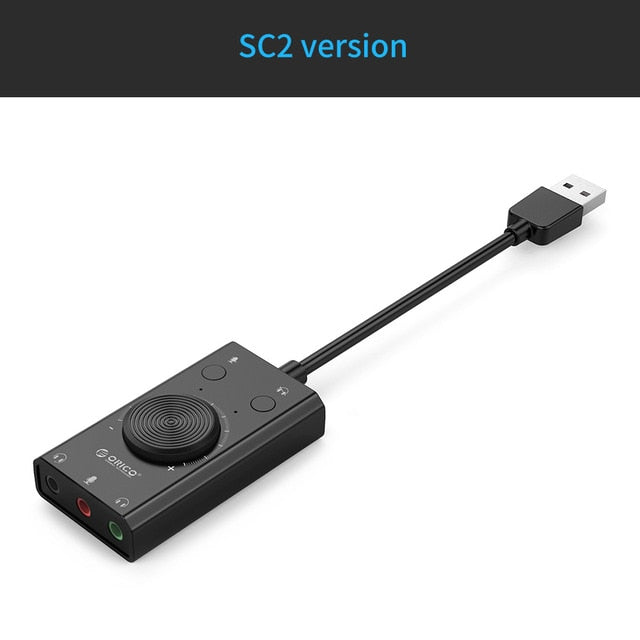 ORICO Portable USB External Sound Card Microphone Earphone Two-in-One With 3-Port Output Volume Adjustable For Windows/Mac/Linux